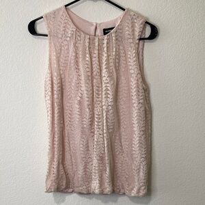 Liz Claiborne Lace Sleeveless Tank Top Blouse in Light Pink Small